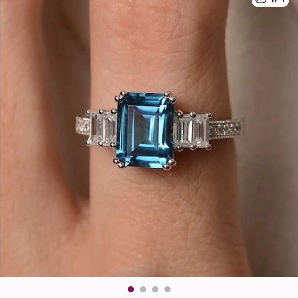 Blue and Silver Gemstone Ring